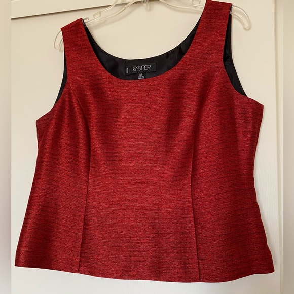 Kasper!!! Vintage 3pc Red and Black Pantsuit. SZ 14 Petite - Picture 3 of 14